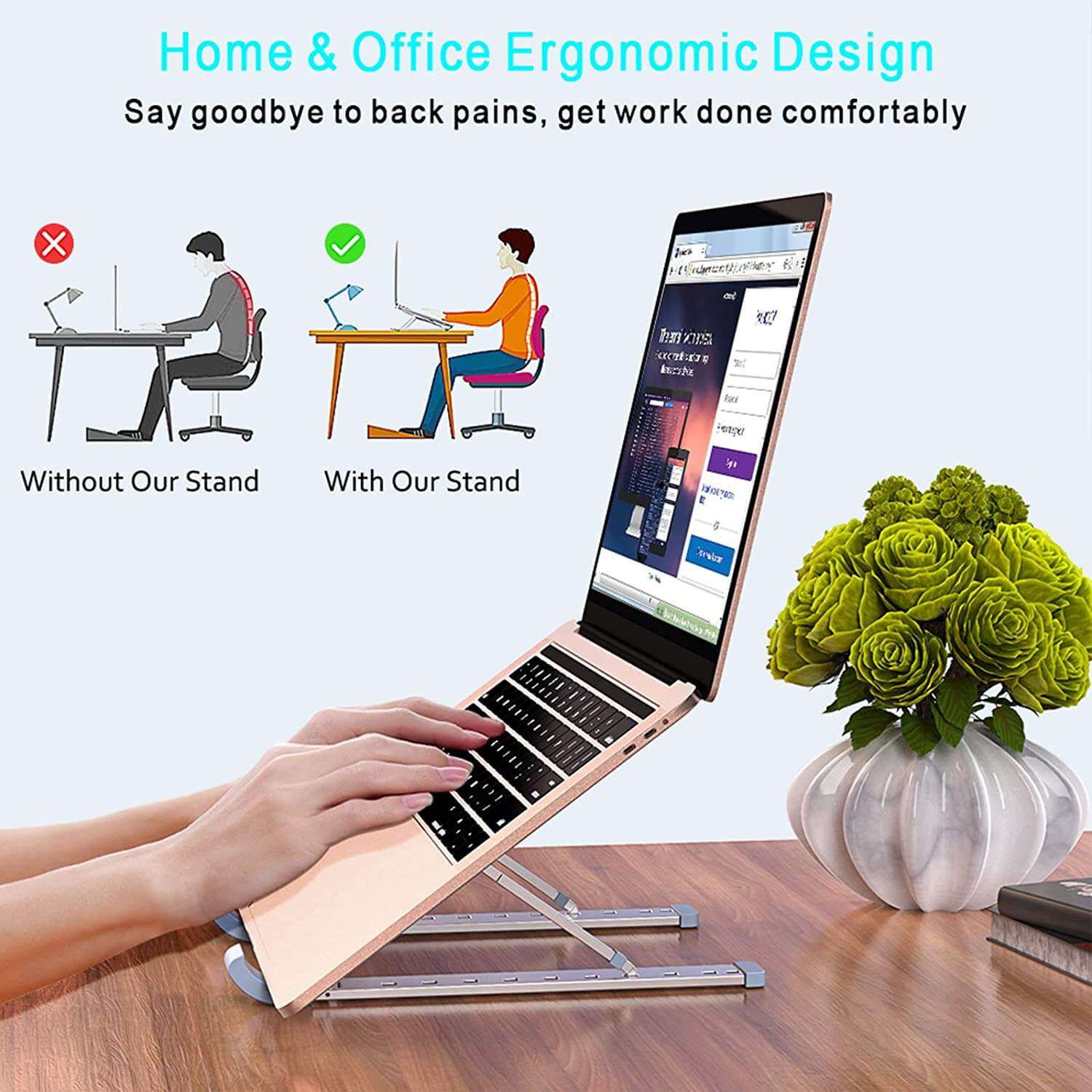 Aluminum Laptop Stand 9 Angles Adjustable Holder Ergonomic Foldable Portable Computer Tablet Stand