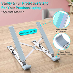 Aluminum Laptop Stand 9 Angles Adjustable Holder Ergonomic Foldable Portable Computer Tablet Stand