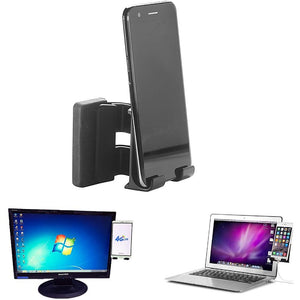 Laptop Phone Holder Adjustable Side Mount Clip Computer Monitor Slim Portable Smartphone Stand