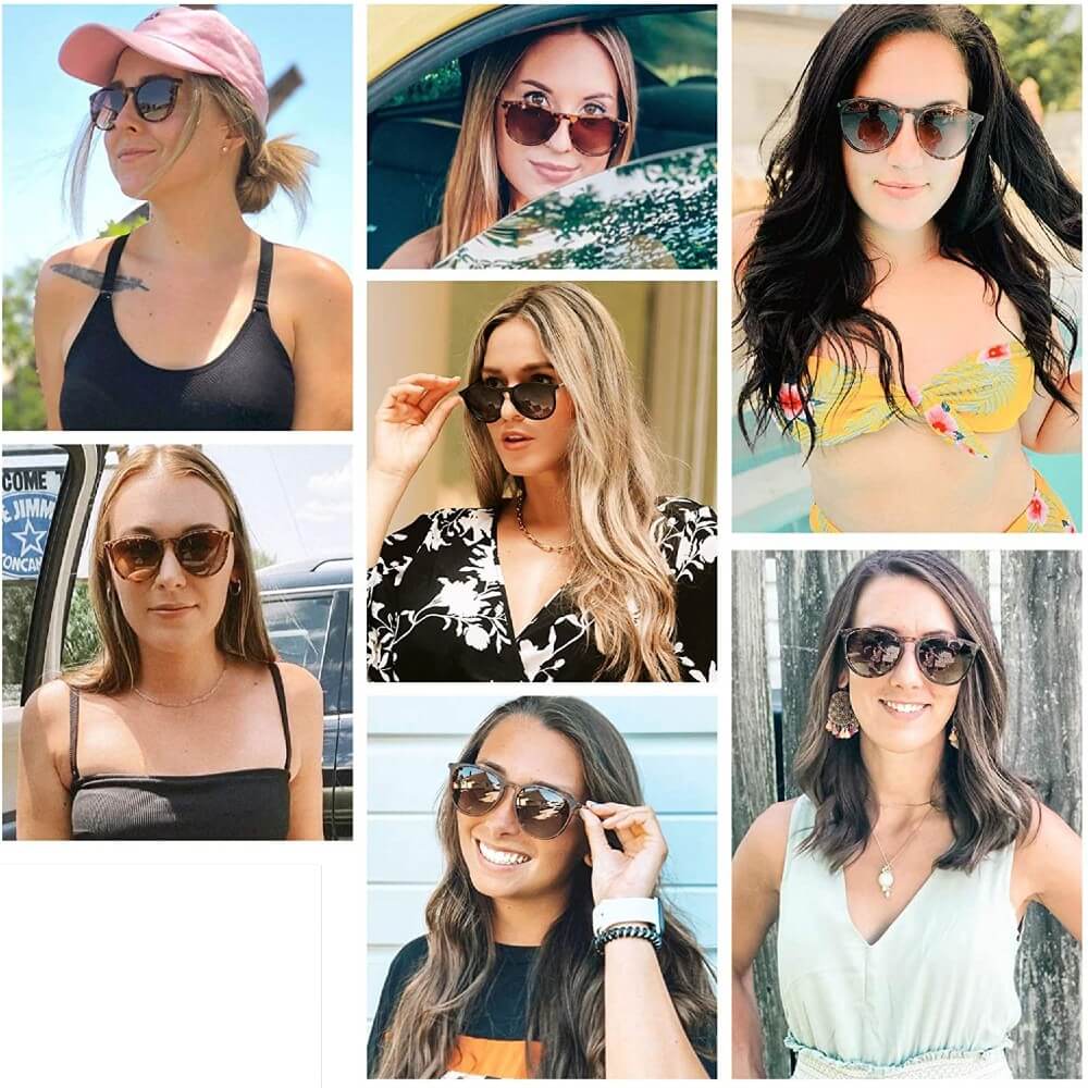Polarized Sunglasses for Women Retro Oversized Round Frame Driving Sun Glasses 100% UV Blocking
