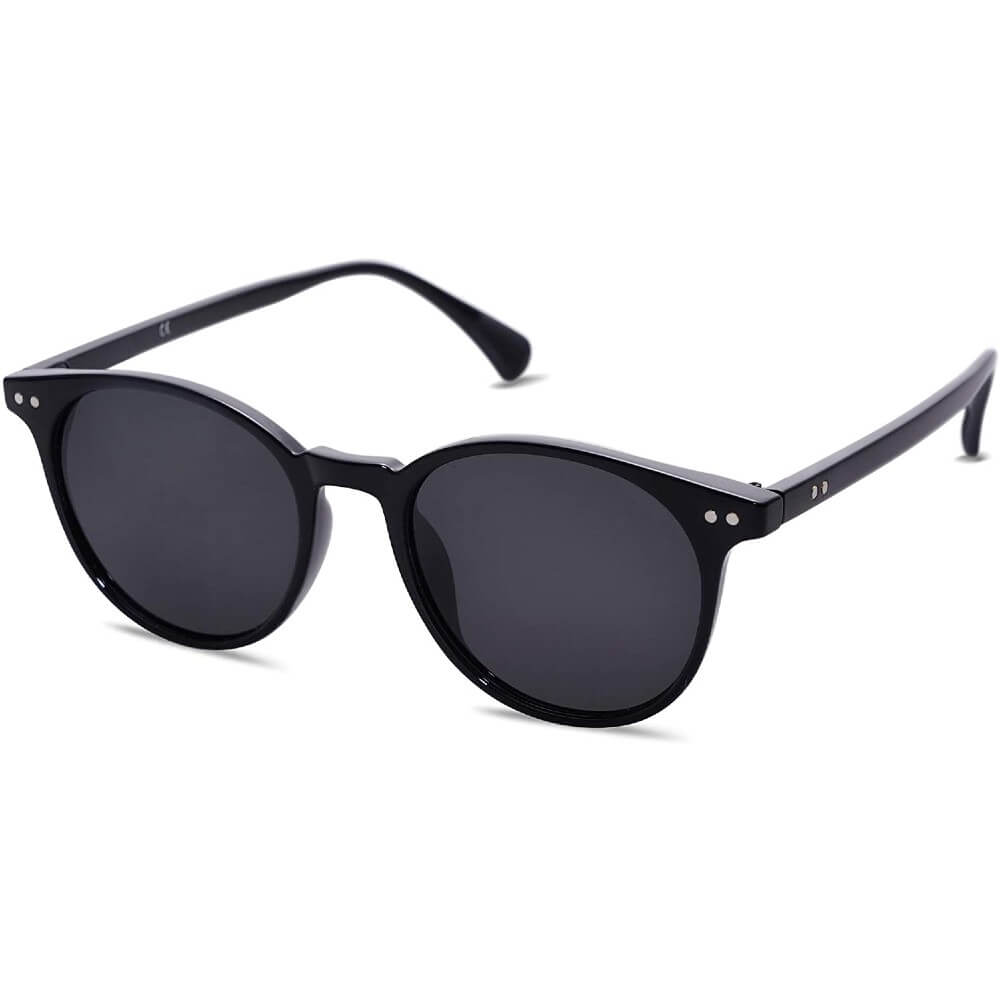 Small Round Classic Polarized Sunglasses Vintage Style UV400 Lens for Women Men - Hazel