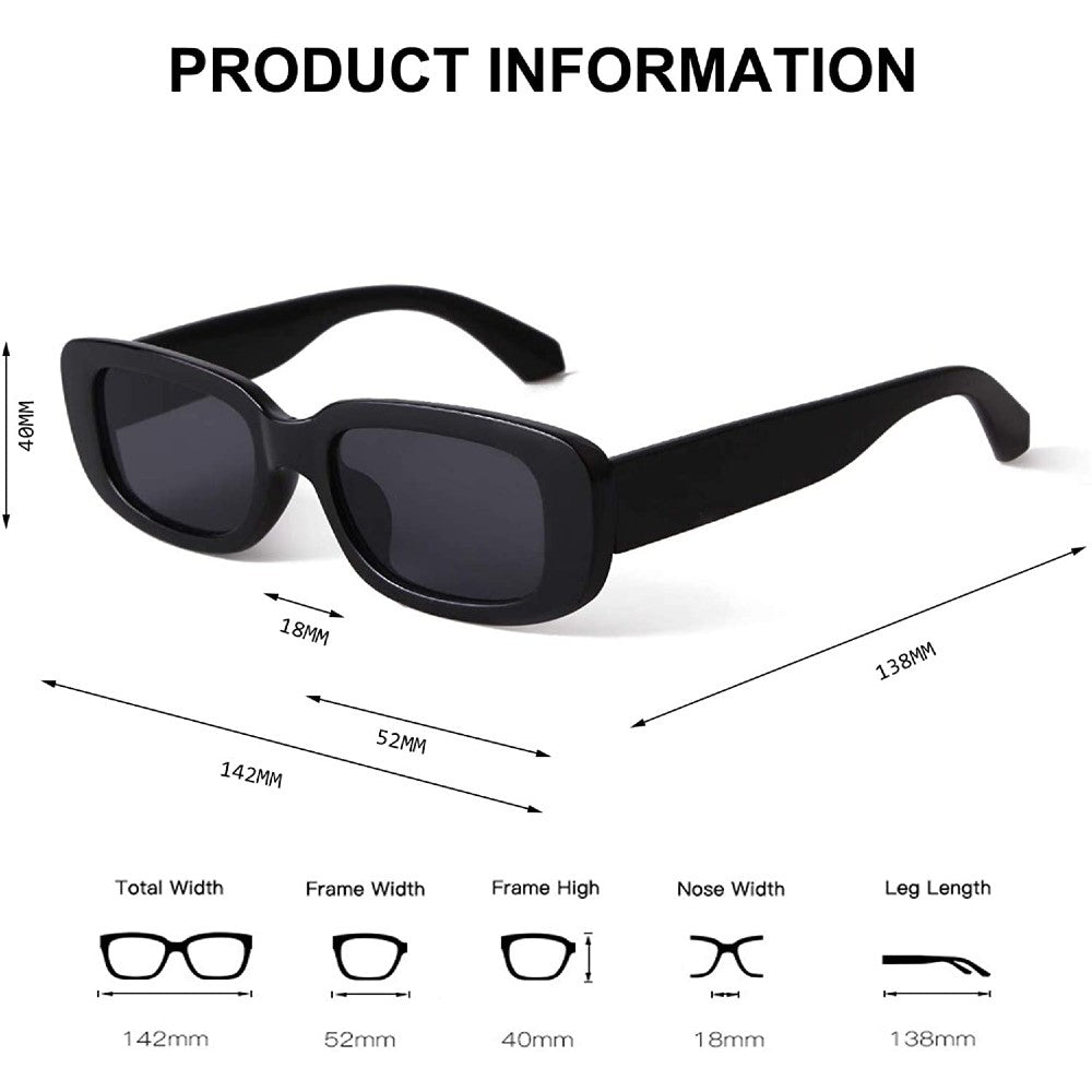 Rectangle Sunglasses Retro Driving Glasses 90s Vintage Fashion Narrow Square Frame - Jessie