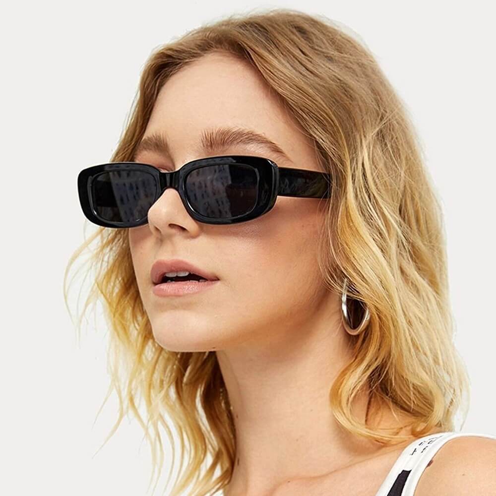 Rectangle Sunglasses Retro Driving Glasses 90s Vintage Fashion Narrow Square Frame - Jessie