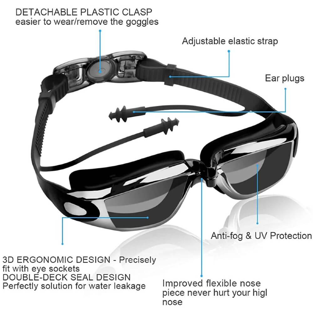 Swim Goggles No Leaking Anti Fog UV Protection Swimming Goggles for Women and Men